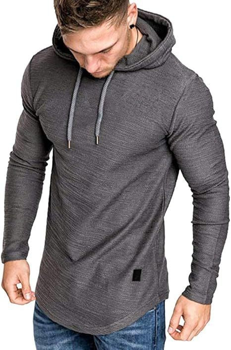 Herre Hættetrøjer Fleece Langærmet Atletisk Sweatshirt Pullover T-shirts